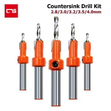 

Countersink Drill 8mm Shank HSS Woodworking Countersink Router Bit 2.8/3.0/3.2/3.5/4.0mm Screw Extractor Demolition Milling Cut