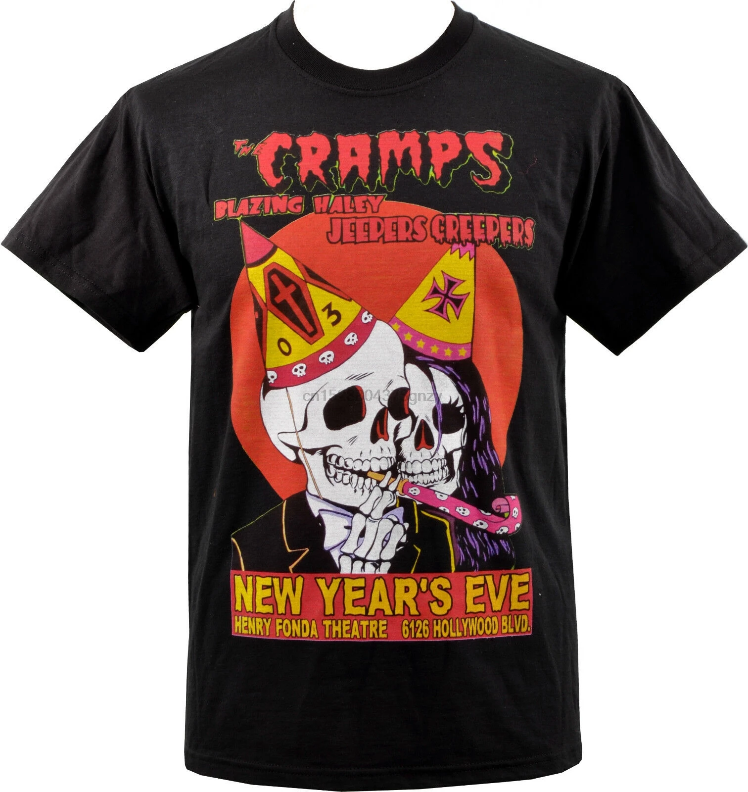 THE CRAMPS Мужская футболка панк PSYCHOBILLY черепа NYE вечерние GIG FLYER S-3XL | одежда