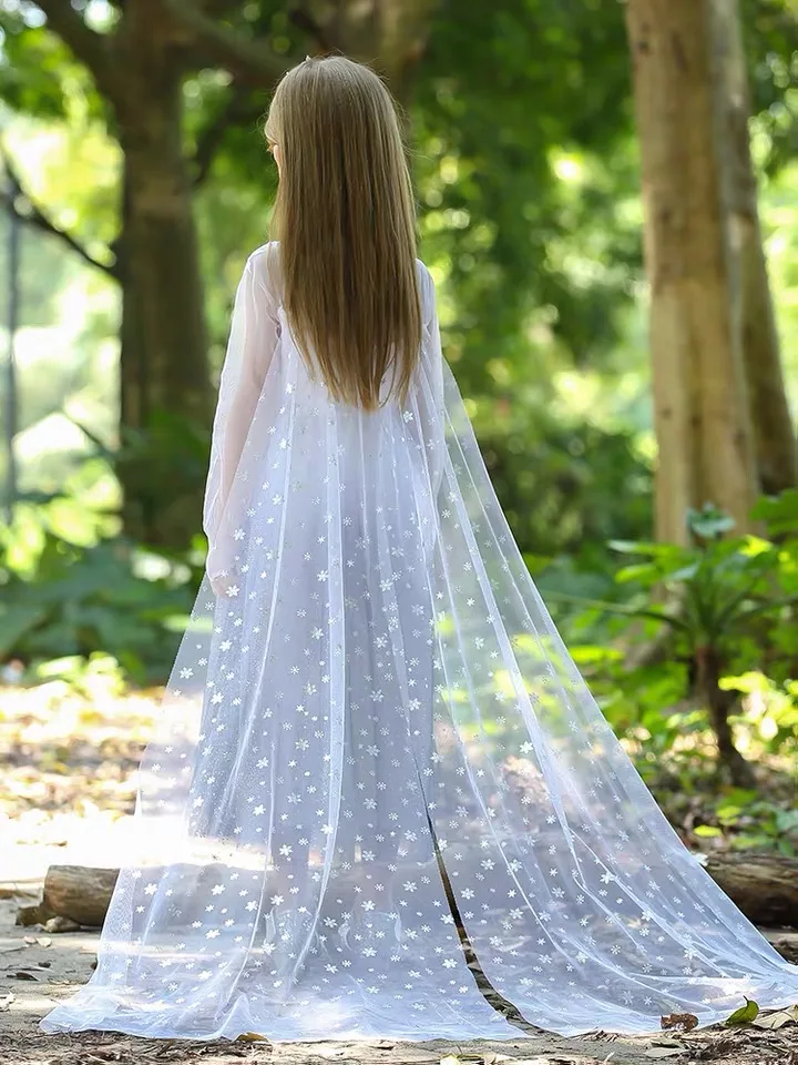 Snow Queen 2 Cosplay Elsa Anna Girls Dress Summer Casual Mesh Princess Dress Party Performance Costume 4-12 Years Kids Dresses