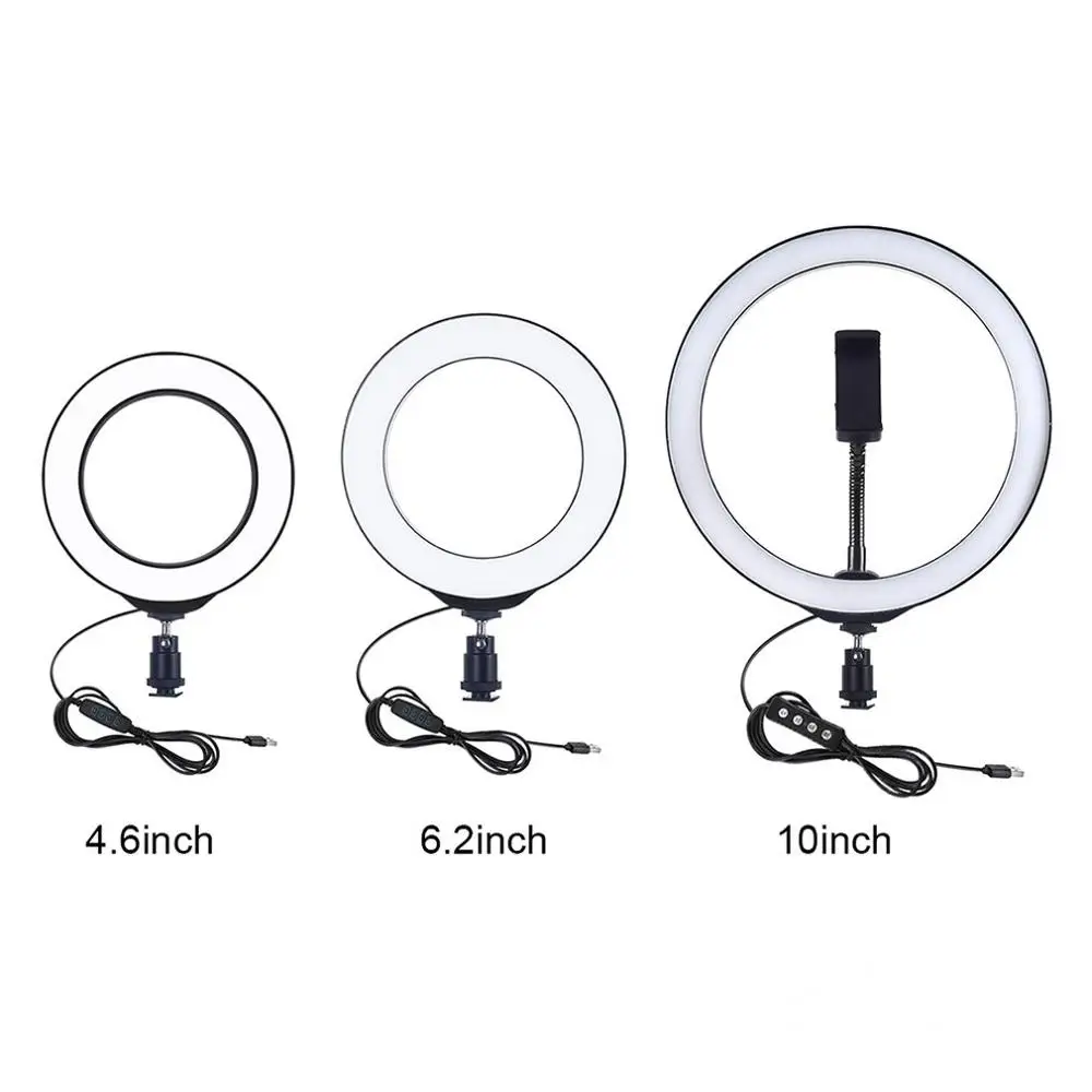 6.2 Inch Photo studio mini desktop table LED Ring Light Photography Dimmable Make-Up Ring lamp With Cold Shoe Tripod Ball Head