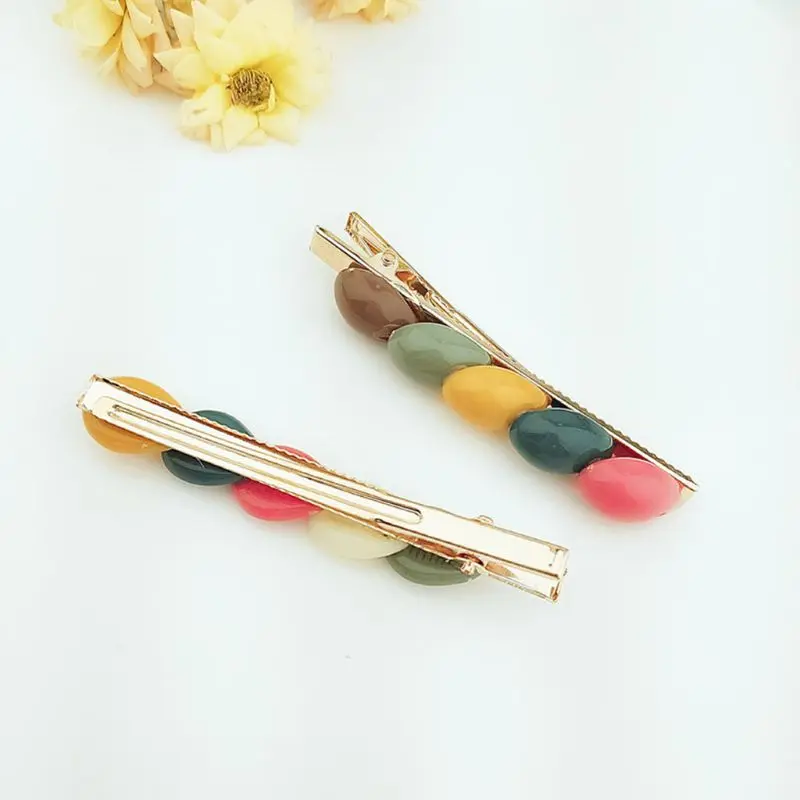 

2Pcs/Set Marine Style Women Girl Long Strip Alligator Hair Clip Candy Color Sea Shell Hairgrip Beach Vacation Posterior Barrette