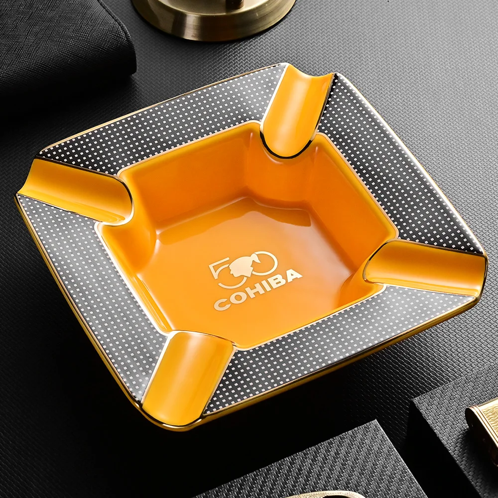 COHIBA Cigar Ashtray 4 Cigars Holder Ceramic Cigarette Ashtrays Table