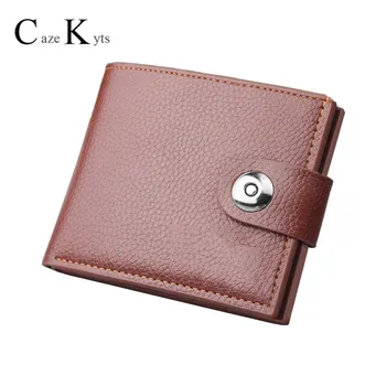 

Caze kyts New small wallet snap fashion men's wallet leather men's short wallet card holder solid color leather wallet