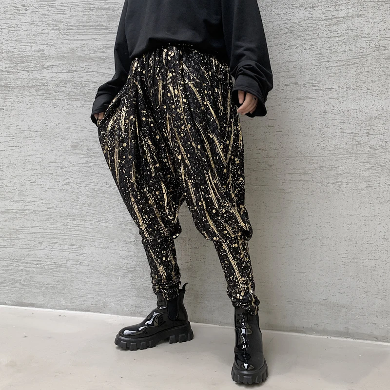 Мужские спортивные штаны для бега, сценическая одежда, осень-зима, блестящие золотые узкие брюки, Мужская Уличная одежда в стиле хип-хоп, панк, готика, шаровары