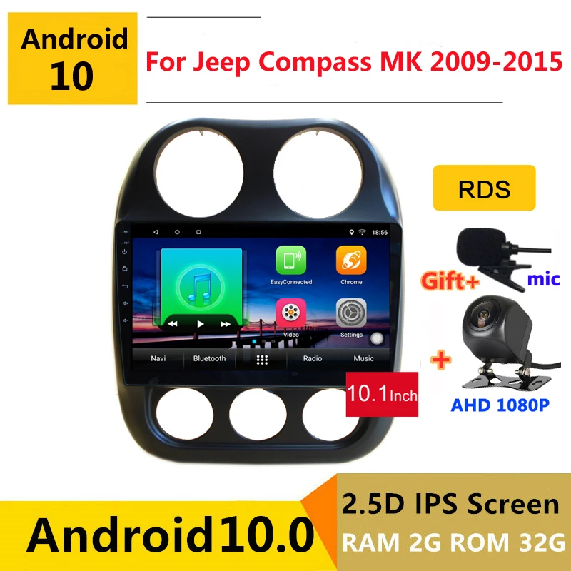 1 din android 10 автомобильное радио авто стерео для Jeep Compass MK 2009 2011 2012 2014 2015 навигация GPS