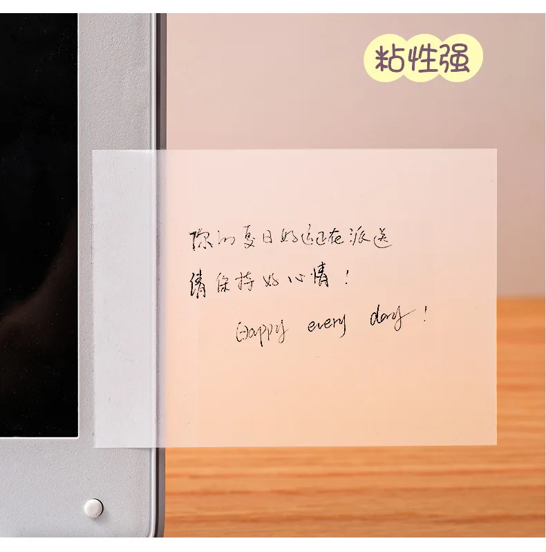50Page Transparent Sticky Notes Student Waterproof Message Memo Pad Creative Stationery Office School Supplies Color Notebook