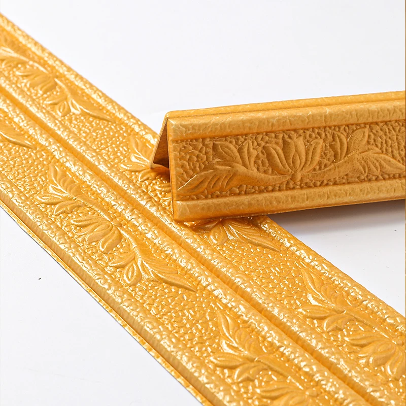 3D Embossed Self-Adhesive Foam Baseboard Wall Sticker Waistline Floor Corner Line Ceiling Angle Line Yin Angle Line Waterproof 