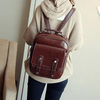 

HANSOMFY 2019 NEW Brand Vintage Backpack Mochilas Travel PU Leather Backpack Women Backpacks For Teenage Girls School Bags CY-67