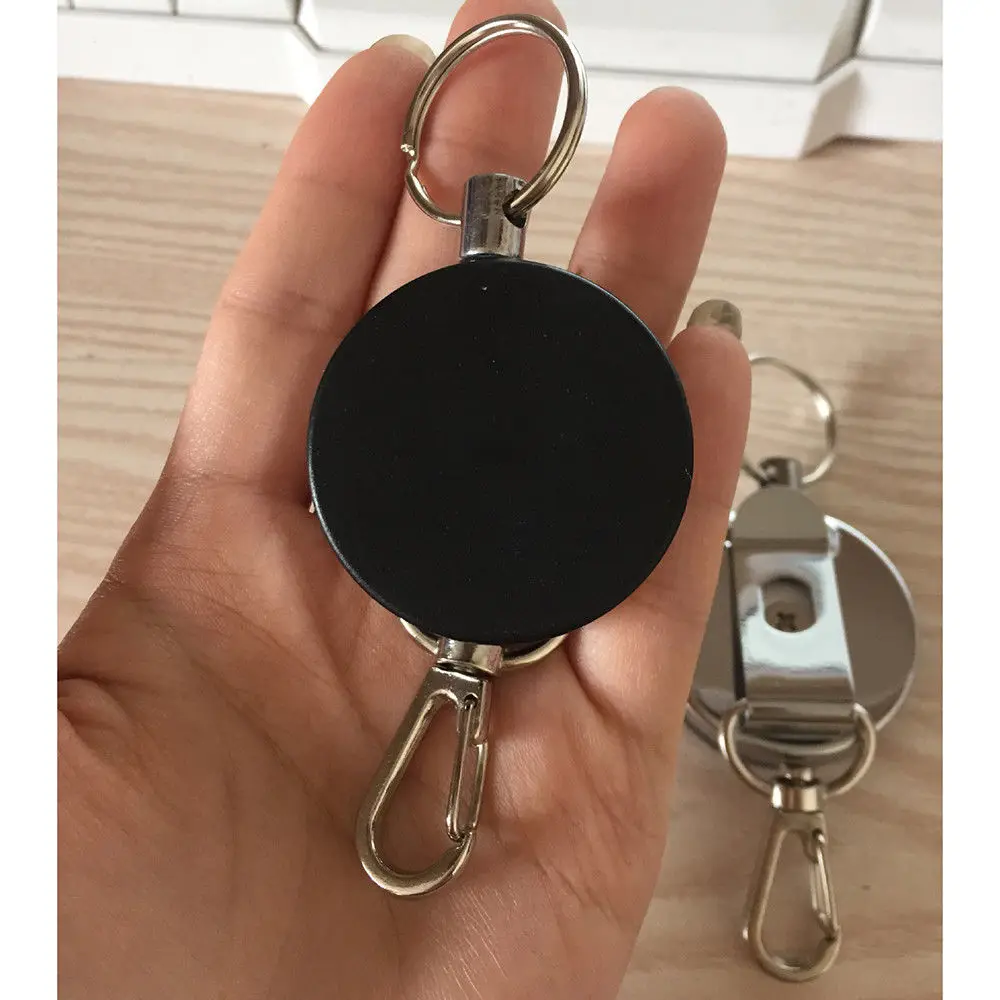 

Useful Retractable Keychain Stainless Steel Telescopic Wire Rope Spring Keyring Key Chain Ring Holder 4cm Random Color