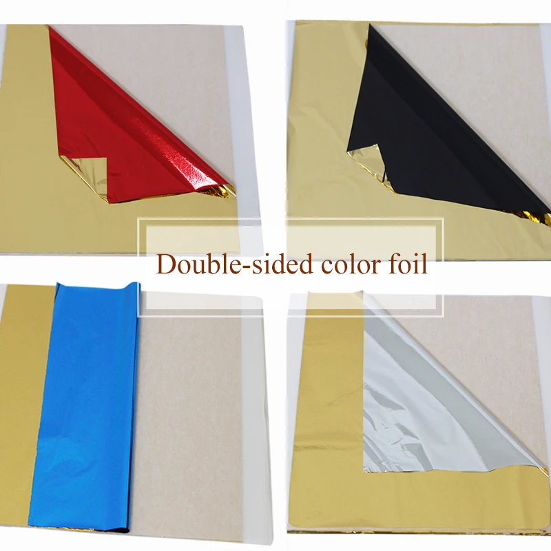 Imitation Gold Leaf Paper Taiwan Foil Sheets Double Colors Gilding for Arts Crafts Gilded Home Decoration 100pcs 13X14cm | Дом и сад