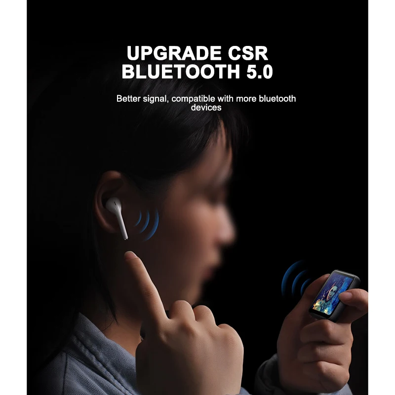 Клип MP3 плеер Bluetooth с 1," сенсорный экран MP3 музыкальный плеер Портативный hifi металлический аудио плеер с FM для бега