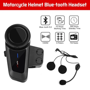 

MAXTO M2 Waterproof 6 Riders Talking Motorcycle 1KM Helmet Bluetooth Interphone Headset Radio(Connect with any brand headset)