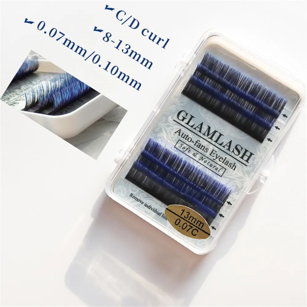 GLAMLASH цветные Накладные ресницы с изгибом 8 15 мм градиентные синие фиолетовые