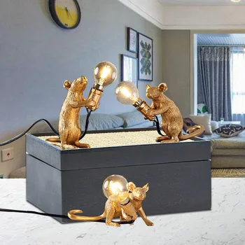 

Resin Mouse Table Light Nordic Animal Rat Table Lamp Small Mouse Cute LED Home Decor Desk Light Fixtures Luminaire Craft Lamp