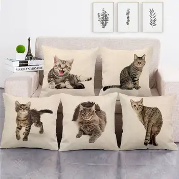 

45cm*45cm Tiger cat design high quantity cushion cover linen/cotton sofa pillow cover decorative pillow case