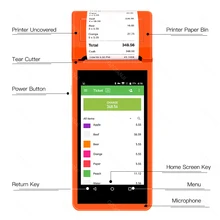 Pda Pos Wifi Bluetooth 4G Pda Android 6.0 Pos Barcode Scanner Reader 1D Thermische Printer 58 Mm Handheld pos Terminal Voor R
