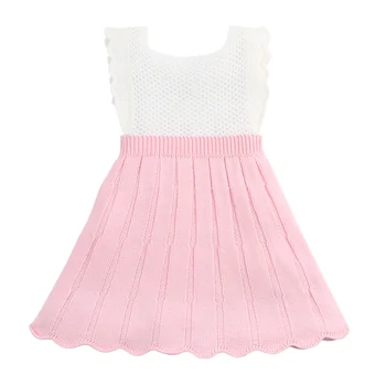

2019 Autumn Winter Baby Girls Knitted Dress Sleeveless Kids Princess Dresses For Girls Sweater Dress Vestidos Candy Color