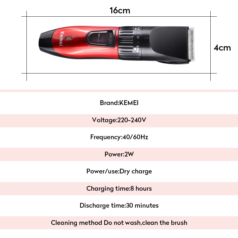  Kemei KM-730 Hair Clipper Rechargeable Hair Cutting Machine Electric Shaver for Men Beard Trimmer P