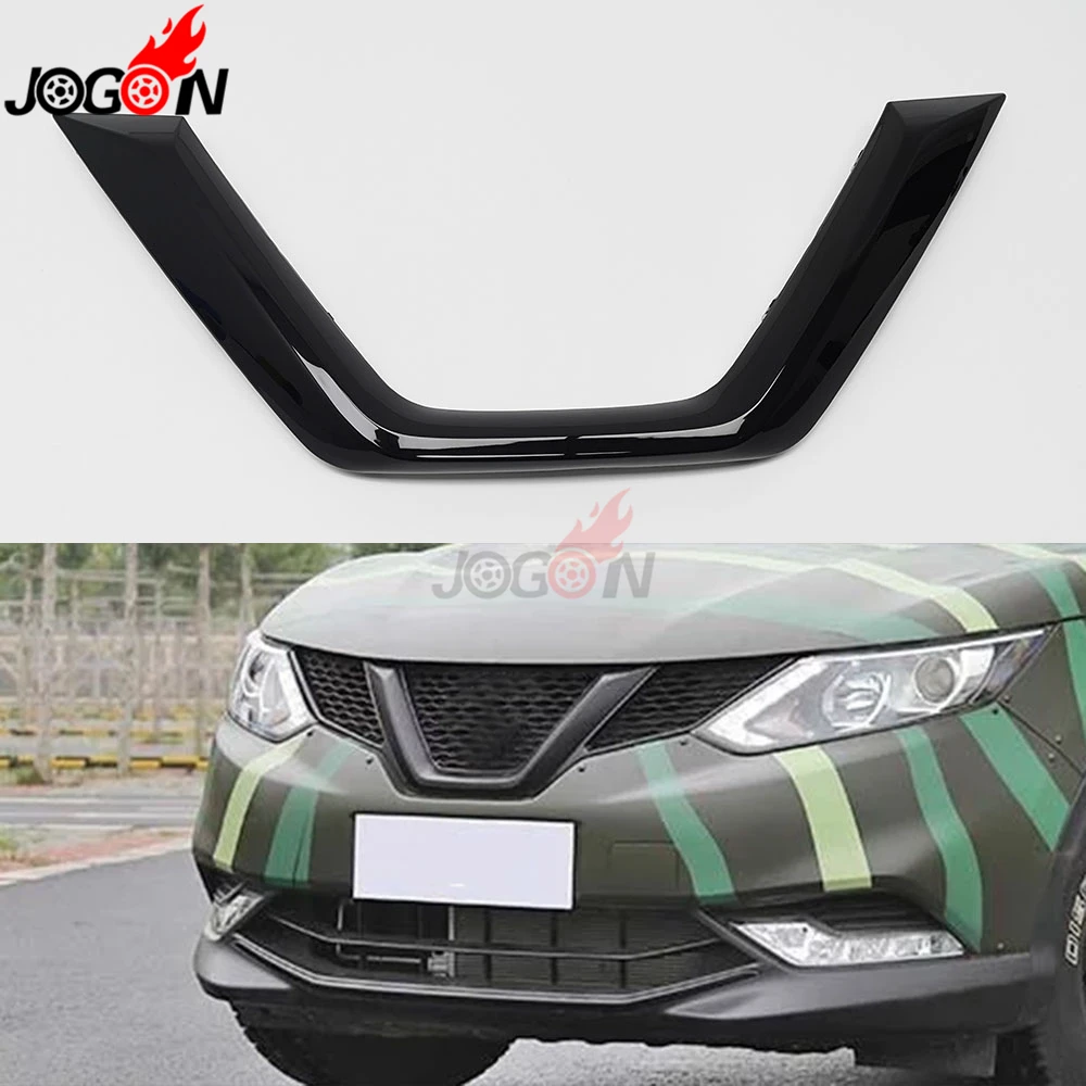 

1pcs Black and Carbon color Car Front Central Grill Grille Cover Trim replace For Nissan Qashqai 2015-2017