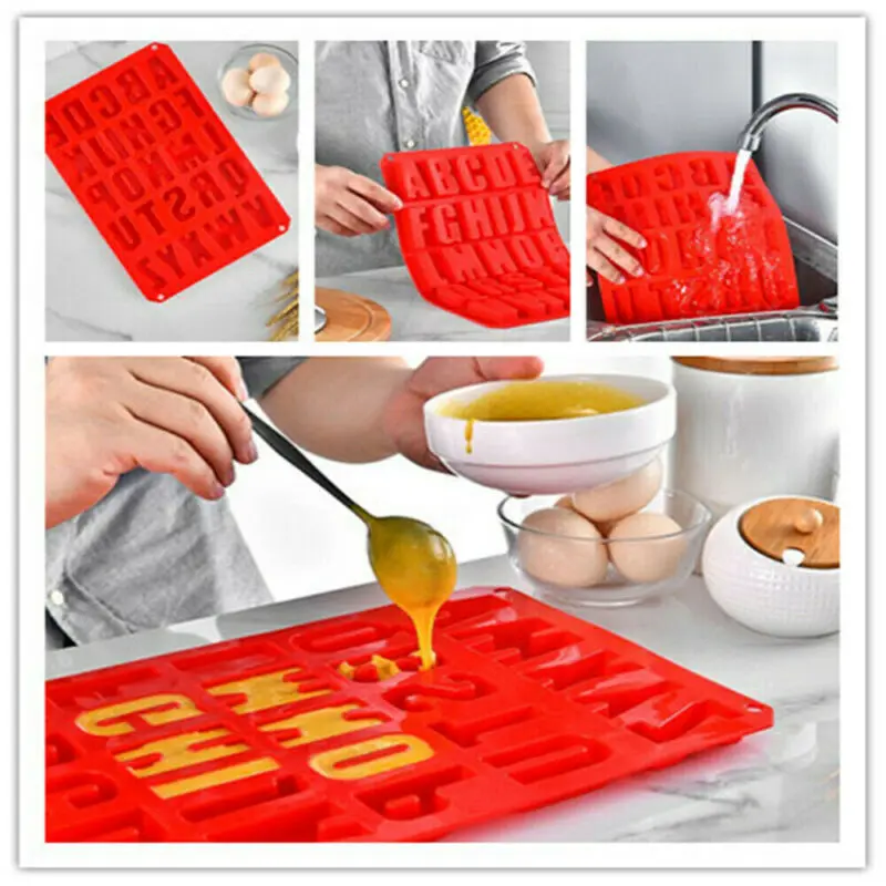 

Newest Silicone 3D Large 26 English Alphabet Letters Ice Chocolate Mould Stencil Cake Mold Jelly Candy Fondant Molds Baking Tool
