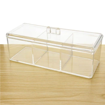 

3 Grids Cotton Swab Makeup Organizer Storage Box Portable Container Make Up Cotton Pad Holder Cosmetics Organizer Jewelry Case M