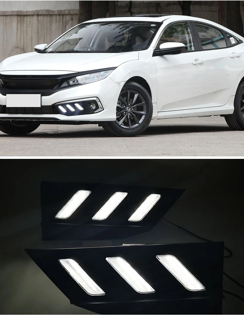 CSCSNL 2 шт. светодиодный DRL для Honda Civic седан с движущимся сигналом светодиодный противотуманный фонарь крышка дневной ходовой светильник