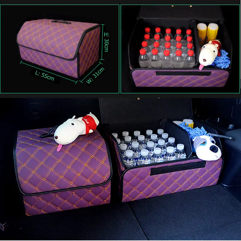 Автомобильный органайзер для багажника, коробка для хранения, сумка для авто мусора, сумка для инструментов из искусственной кожи, складывающаяся большая сумка для хранения груза, аксессуары для автомобиля