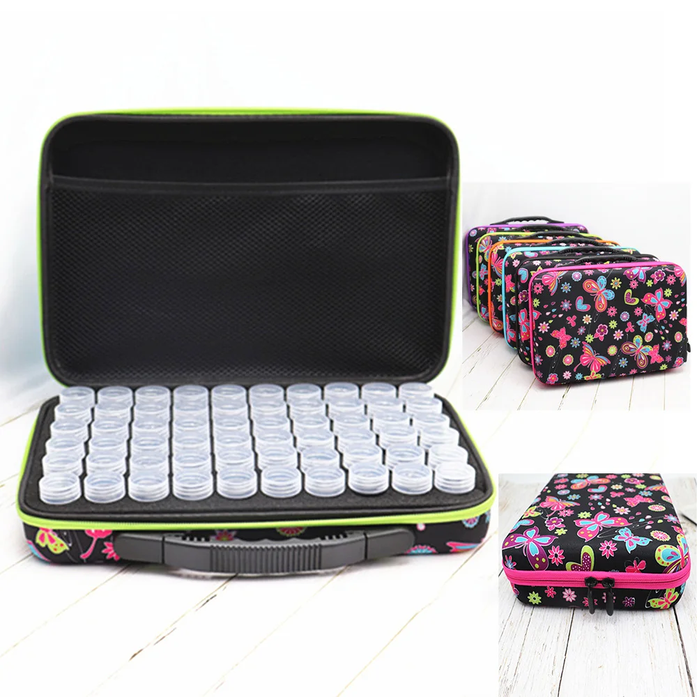 2020 Diamond Painting Accessories 60 Bottles Container Storage Bag Box Tools Carry Case Embroidery 5D Butterfly Handbag | Дом и сад