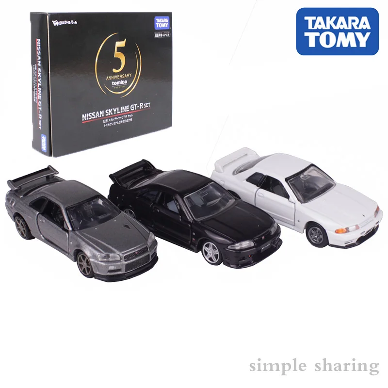 Takara tomy TOMICA NISSAN SKYLINE GTR BNR32 34 BCNR33 5-я Юбилейная модель комплект 1/62 популярная Забавная детская машина игрушки коллекционные