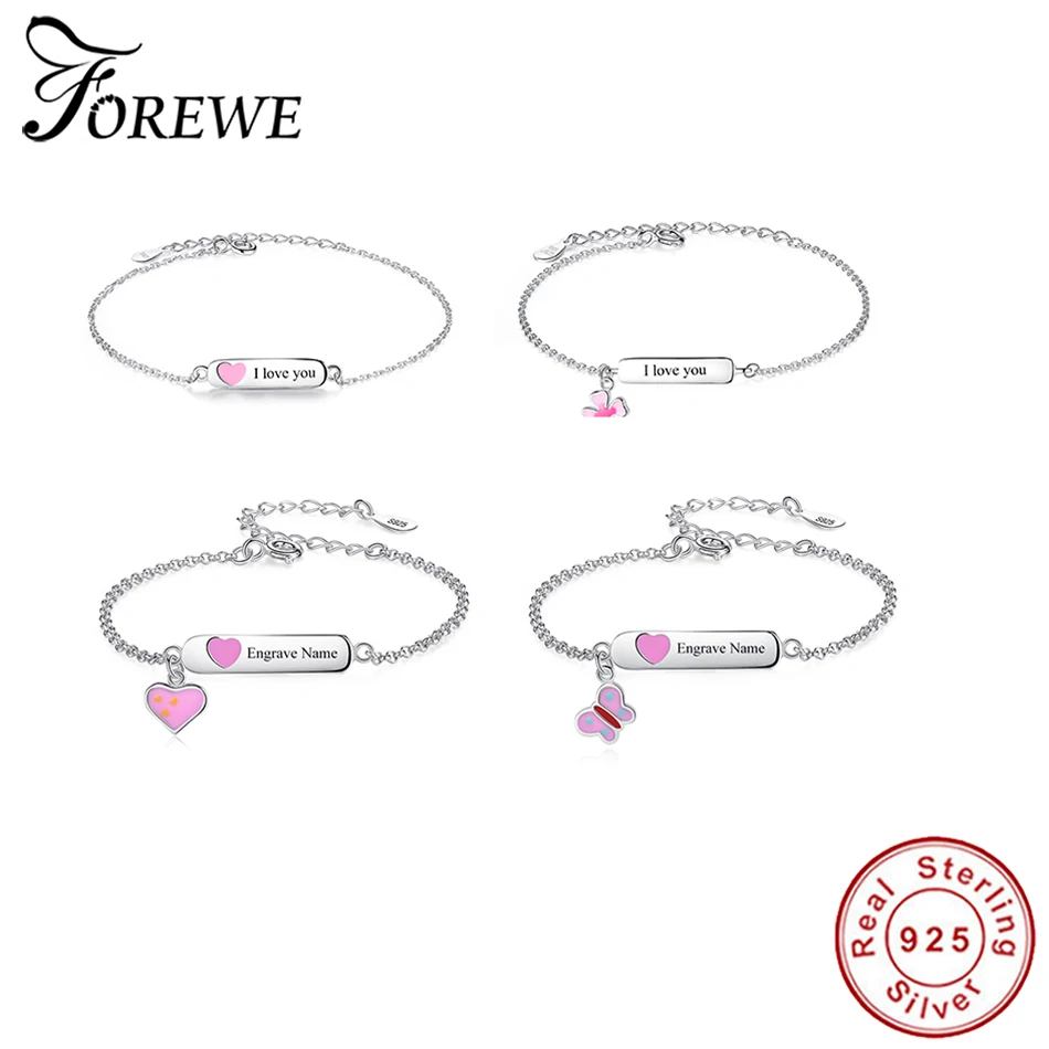 

ELESHE S925 Sterling Silver Different Kinds Animals Cars Engrave Name Bracelet For Children Girls DIY Jewelry Making Gift