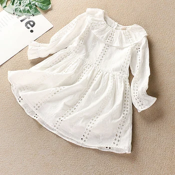 

5190 Hollow Embroidery Cotton Princess Baby Girl Dress 2020 New Spring Summer Party Wedding Kid Dress For Girl Wholesale Clothes