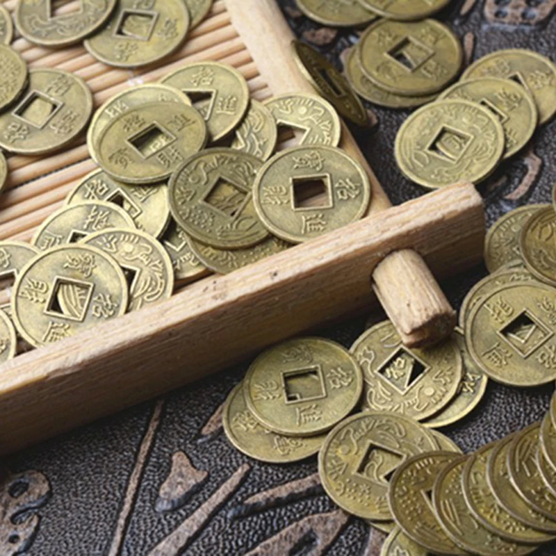 Sharplace Sistema de 50pcs Monedas Chinos de Feng Shui 0.9  Antigua Fortuna Riqueza I Ching de Aleación