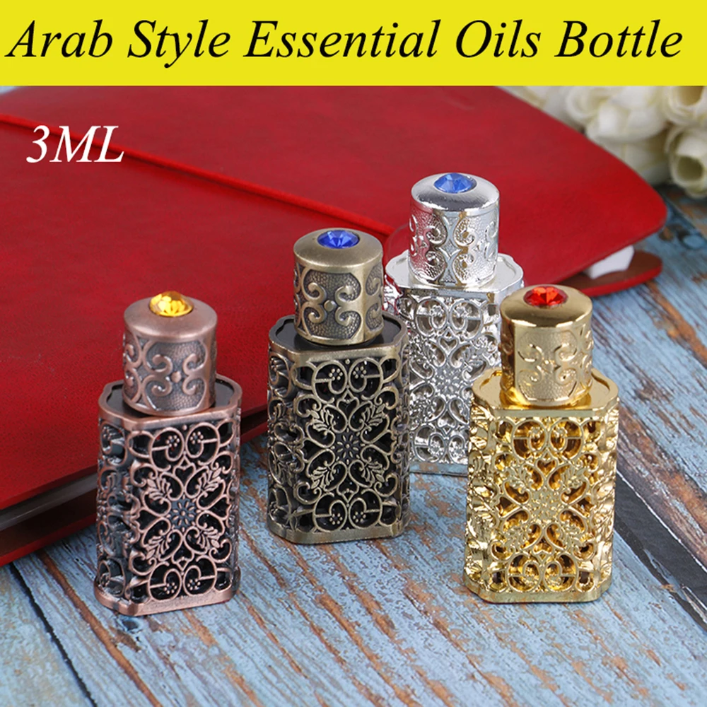 3Ml Antiqued Metal Alloy Perfume Bottle Empty Refillable Arab Style Essential Oils Container Wedding Decor Gift | Красота и здоровье