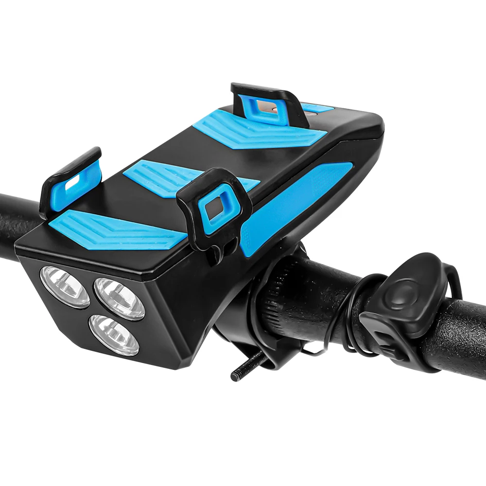 Multifunction 4 IN 1 Bike Light 400 Lumens Flashlight Horn Phone Holder Power Bank Bicycle Front | Спорт и развлечения