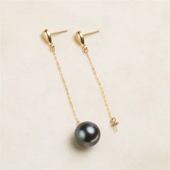 

G18K Gold Earring Hooks with Eyepin Bead Caps, Yellow Karat Gold Solid 18ct oro French Earwire Dangle Pearl Earrings