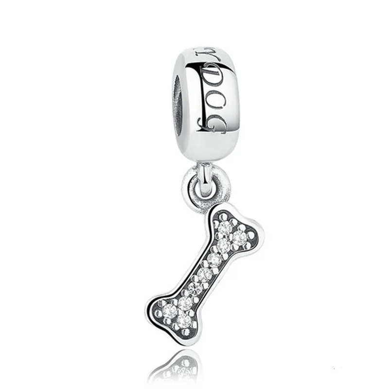 Браслет Pandora, серебро 925,, CZ, папайя, собака, следы, кости, зубы, бусины, S925 Glof, навсегда, любовь, свадьба, сердце, подвески - Цвет: asd133