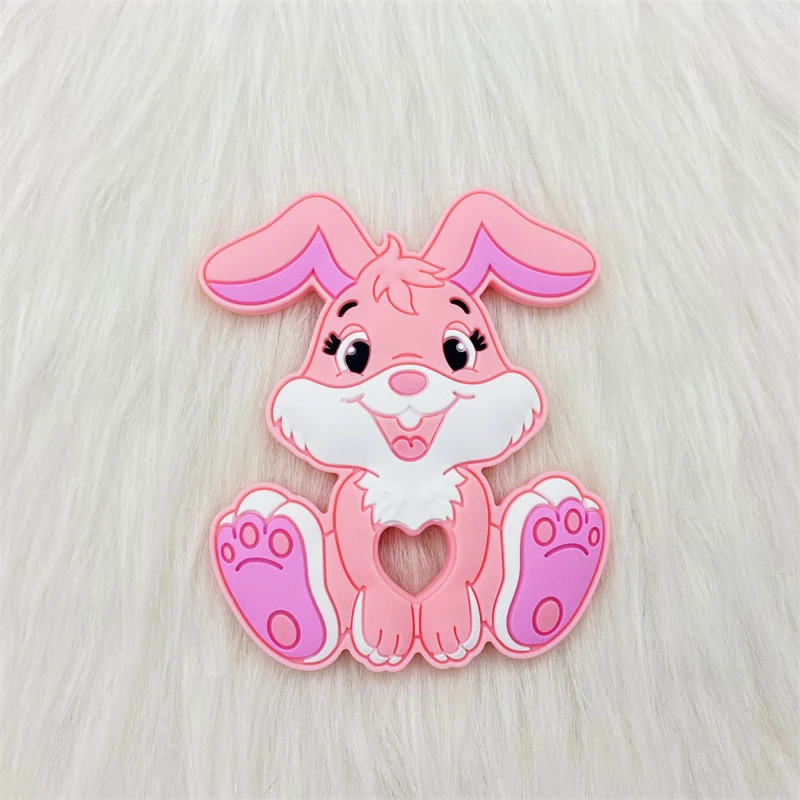 1pcs Cartoon Rabbit Baby Teeether Animal Beads DIY Rodent Silicone Teething Toy Nursing Gift Accessories 5