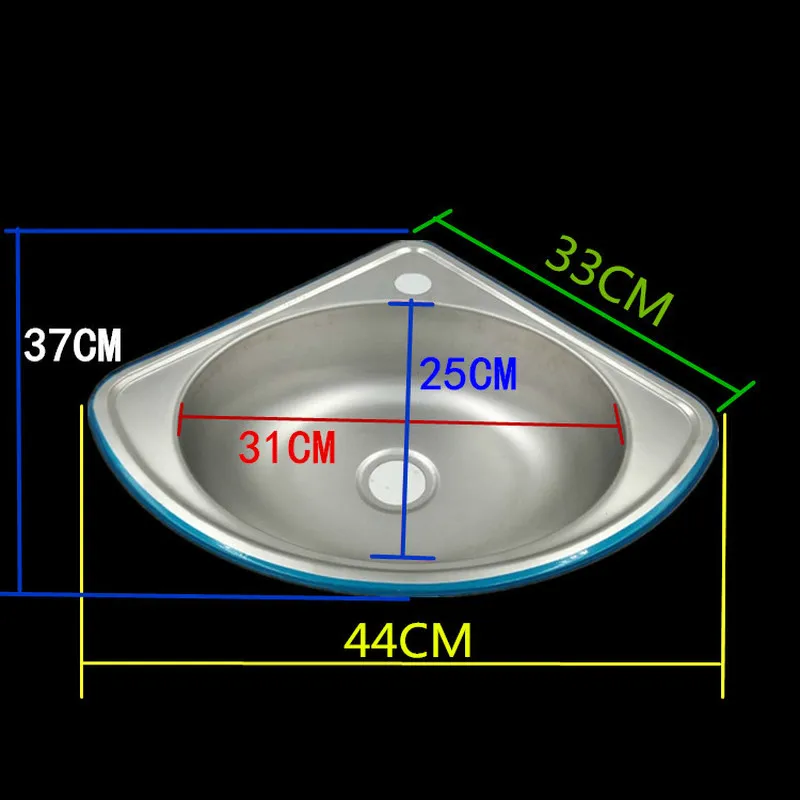 Треугольная ручка из нержавеющей стали, резьба для раковины угловой настенный кухонный, для овощей мойка раковина одна Чаша умывальник для ванной комнаты mx9091004