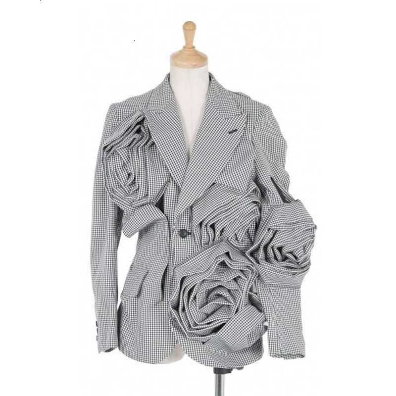 high end custom плиссированные клетчатая дизайнерские тонкие штук короткая куртка экспресс-, розничная, L815 - Цвет: white