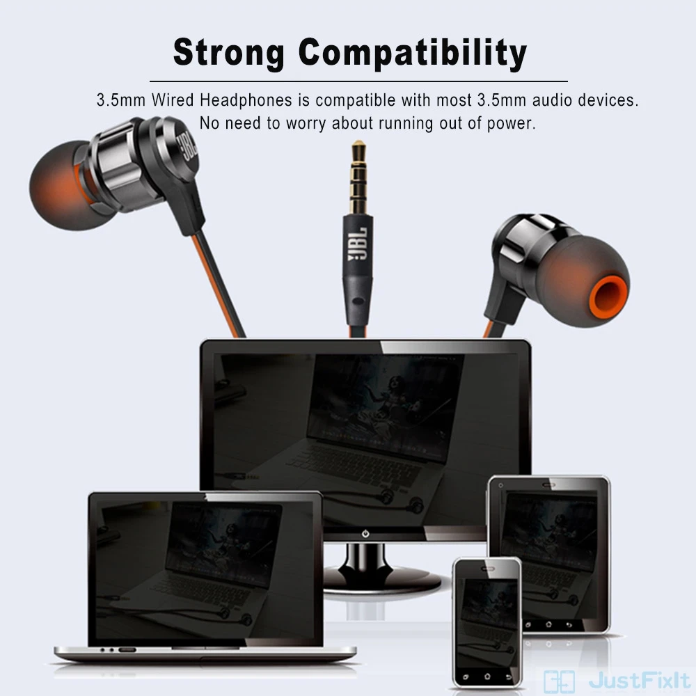 JBL T180A Stereo Earphone In Ear Running Sports Hands free Calls with Mic 3 5mm Wired Earbuds Pure Deep Bass Game Music Headset