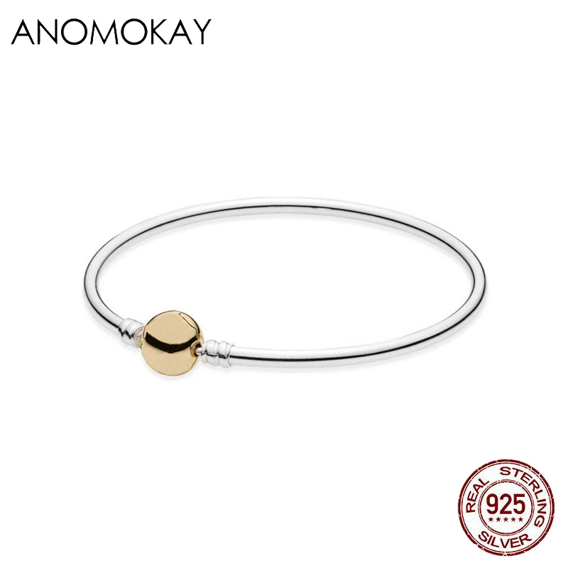 Anomookay, подлинный 925 пробы, Серебряное золото, застежка, змейка, цепочка, браслет, сделай сам, ювелирное изделие, браслеты, подходит для ожерелья - Окраска металла: JL2