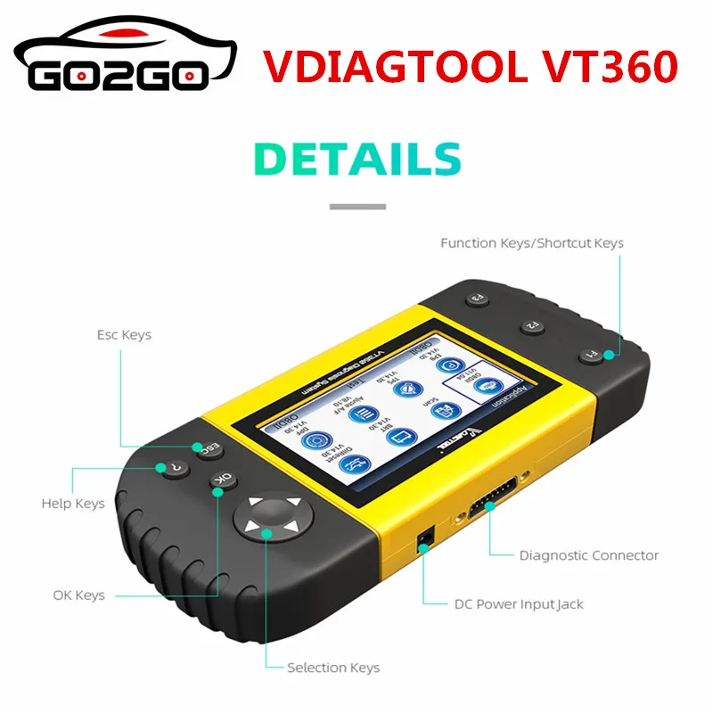 Автомобильный диагностический инструмент VDIAGTOOL VT360 OBDII ABS подушка безопасности SAS