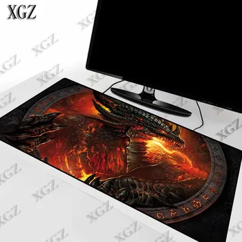 

XGZ Dragon with Fire Animal Extra Large Gaming Mouse Pad Gamer Computer pad Natural Rubber LockEdge Washable Mat Xxl