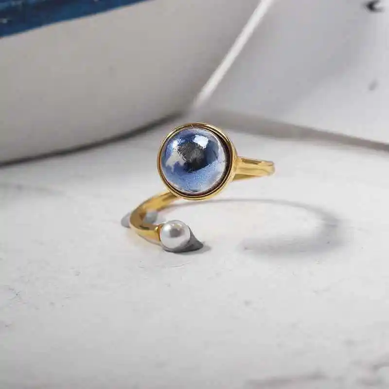 Amybaby ручной работы глянцевое покрытие земли кисточки серьги гвоздики ожерелье кольцо ювелирные изделия для вечерние - Окраска металла: adjustable ring