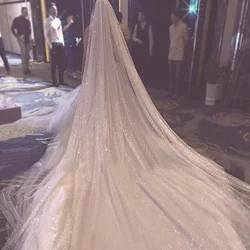 Luxury Wedding Veil Bling 3M/5M Long Cathedral Bridal Veil One Layer White Champagne Wedding Veils with Comb Party Veils