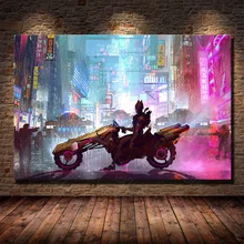 Modern Style murale Cyberpunk Robot motocykl Frameles plakat dom mieszkalny dekoracja sypialni salon płótno pokoju malowanie tanie tanio Leopold CN (pochodzenie) Wydruki na płótnie Pojedyncze PŁÓTNO Wodoodporny tusz cartoon bez ramki Nowoczesne HZ16-294