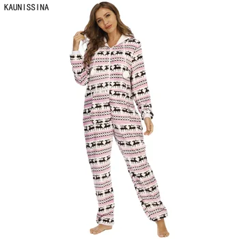 

Hooded Onsies Women Long Sleeve One Piece Christmas Pajamas Flannel Warm Onesie For Adults Loose Plus Size Winter Homewear