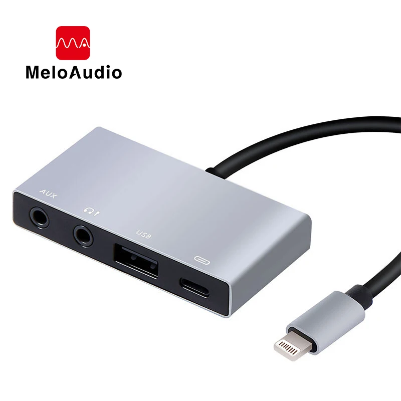 Аудиоадаптер MeloAudio с Lightning на USB OTG штекер-гнездо функцией синхронизации разъемом