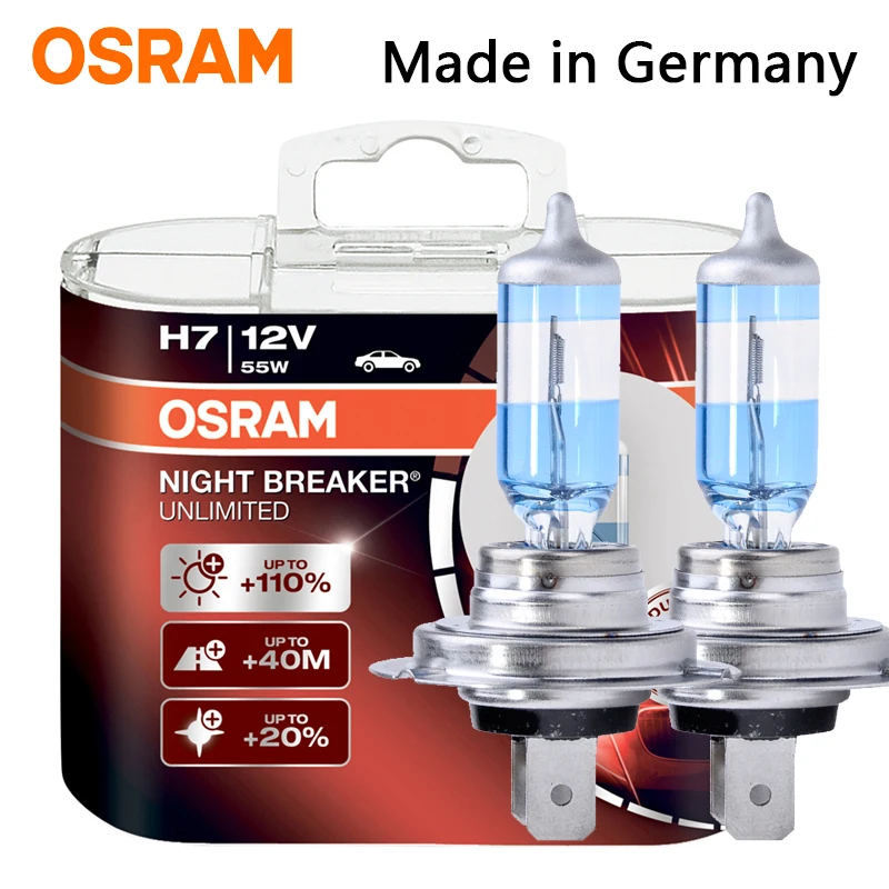 Лампа для автомобильных фар OSRAM H1 H3 H4 H7 H11 HB3 HB4 110% яркости 3900 к|Лампы (галогенные)| |