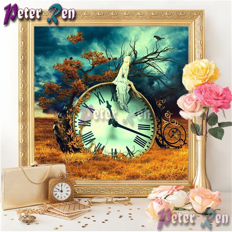 

5d DIY Scenic clock beauty Diamond Painting Cross Stitch Home Decoration Mosaic Round or Square Embroidery Pictures
